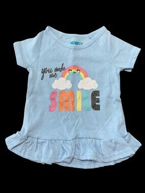 🌻10/$25 - Blue "You Make Me Smile" Sparkle Graphic Tee